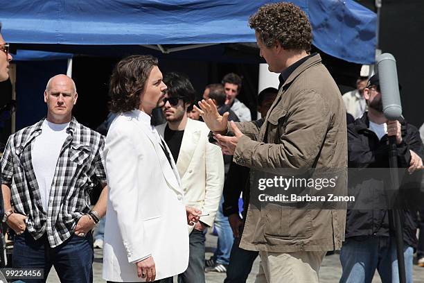 Actor Johnny Depp and the director Florian Henckel von Donnersmarck on location for "The tourist" at Piazza San Marco on May 13, 2010 in Venice,...