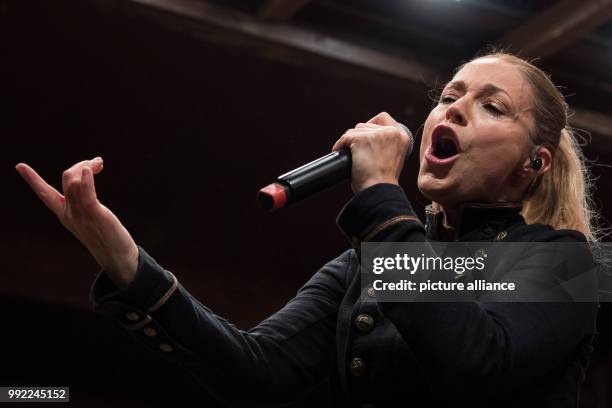Pop singer Michelle performs for the opening of the Christmas market at the Roemerberg in Frankfurt am Main, Germany, 27 November 2017. The Christmas...