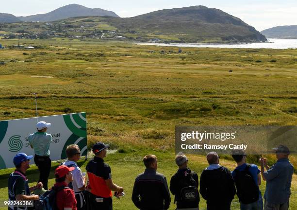 Donegal , Ireland - 5 July 2018; Paul Dunne of Ireland tees off from the 14th tee box during Day One of the Irish Open Golf Championship at...