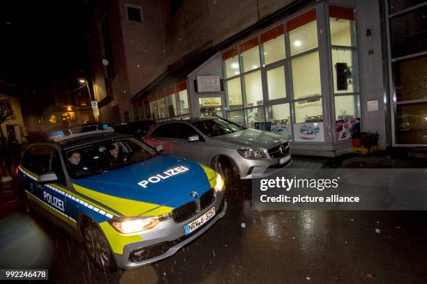 Police vehicle on patrol pulling up to a kebab diner in Altena, Germany, 28 November 2017. The mayor of the city of Altena in the Markisch District...