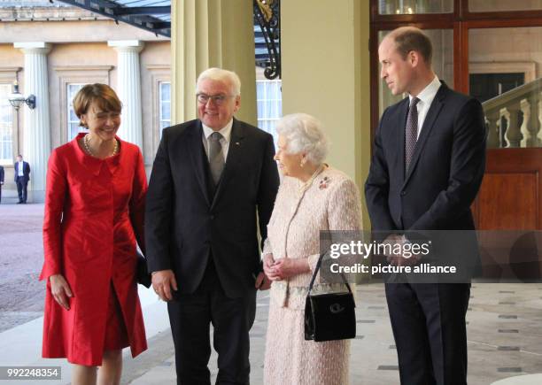 Queen Elizabeth II and Prince William, Duke of Cambridge , receive German President Frank-Walter Steinmeier and his wife Elke Budenbender at...