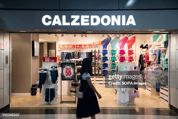 Italian fashion brand, Calzedonia, seen within Hong Kong MTR subway station.