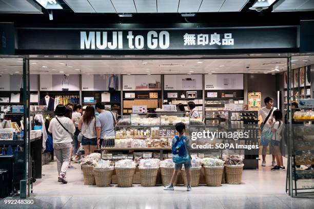 Japanese household and clothing retail company, Muji, shop at Hong Kong's MTR Central subway station.