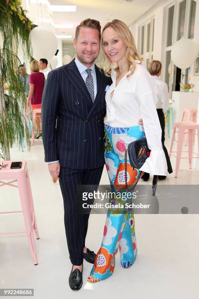 Bastian Ammelounx and Anne Meyer-Minnemann attend The Fashion Hub during the Berlin Fashion Week Spring/Summer 2019 at Ellington Hotel on July 5,...