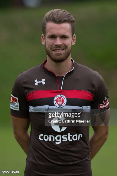 Christopher Buchtmann of FC St. Pauli poses during the team presentation on July 5, 2018 in Hamburg, Germany.