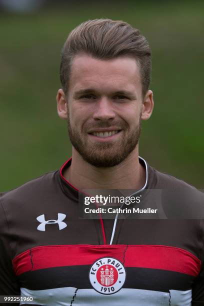 Christopher Buchtmann of FC St. Pauli poses during the team presentation on July 5, 2018 in Hamburg, Germany.