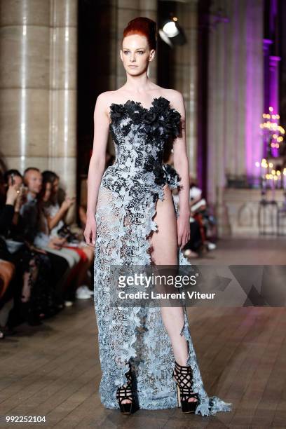 Model walks the runway during the Eymeric Francois Haute Couture Fall Winter 2018/2019 show as part of Paris Fashion Week on July 5, 2018 in Paris,...