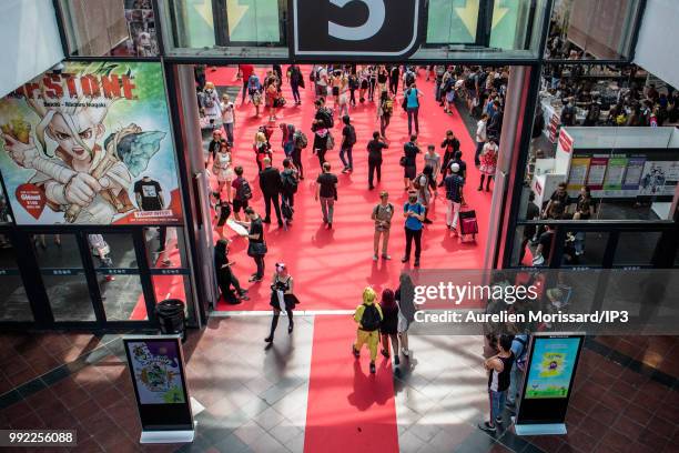 The public arrives at the 2018 Japan Expo exhibition on July 5, 2018 in Paris, France. The 19th edition of Japan Expo, dedicated to manga, Japanese...