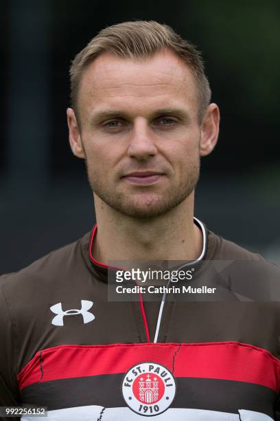 Bernd Nehrig of FC St. Pauli poses during the team presentation on July 5, 2018 in Hamburg, Germany.