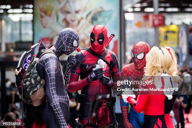 Cosplayers participate in the 2018 Japan Expo exhibition on July 5, 2018 in Paris, France. The 19th edition of Japan Expo, dedicated to manga,...