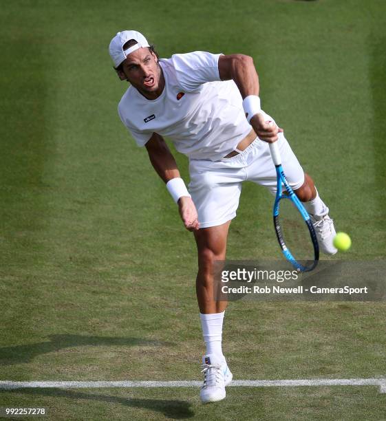 Feliciano Lopez during his match against Juan Martin Del Potro at All England Lawn Tennis and Croquet Club on July 5, 2018 in London, England.