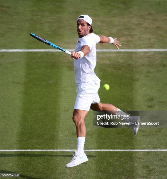 Feliciano Lopez during his match against Juan Martin Del Potro at All England Lawn Tennis and Croquet Club on July 5, 2018 in London, England.