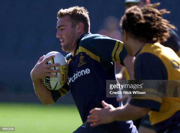 Chris Latham of Australia on the burst during the Wallabies last training session at Subiaco Oval ahead of Saturday nights Tri Nations Rugby Test...