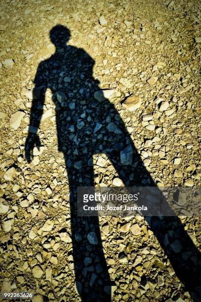 shadow figures standing on a stone beach - artificial gemstone ストックフォトと画像