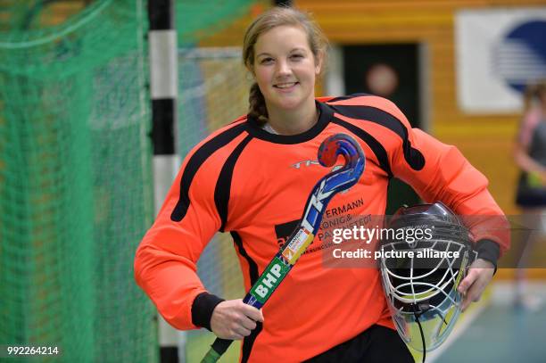 Chantal Bausch poses at a sports centre at the 'Club zur Vahr' in Bremen, Germany, 28 November 2017. The young goalkeeper with a donor heart...