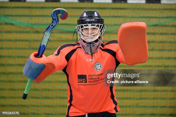 Chantal Bausch poses at a sports centre at the 'Club zur Vahr' in Bremen, Germany, 28 November 2017. The young goalkeeper with a donor heart...