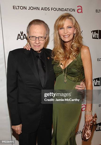 Personality Larry King and Shawn Southwick attend the 16th Annual Elton John AIDS Foundation Oscar Party at the Pacific Design Center on February 24,...