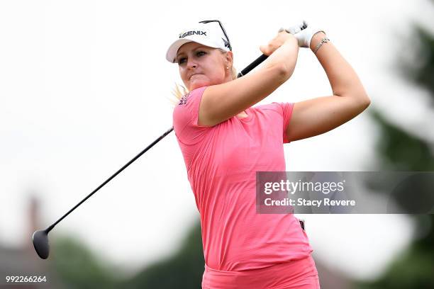 Anna Nordqvist of Sweden hits her tee shot on the 16th hole during the first round of the Thornberry Creek LPGA Classic at Thornberry Creek at Oneida...