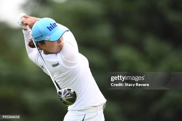 Jin Young Ko of Korea hits her tee shot on the 16th hole during the first round of the Thornberry Creek LPGA Classic at Thornberry Creek at Oneida on...