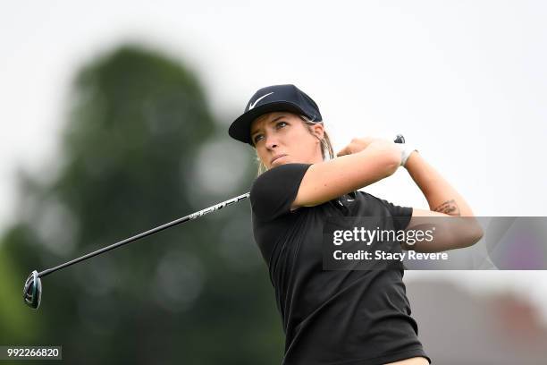 Mel Reid of England hits her tee shot on the 16th hole during the first round of the Thornberry Creek LPGA Classic at Thornberry Creek at Oneida on...