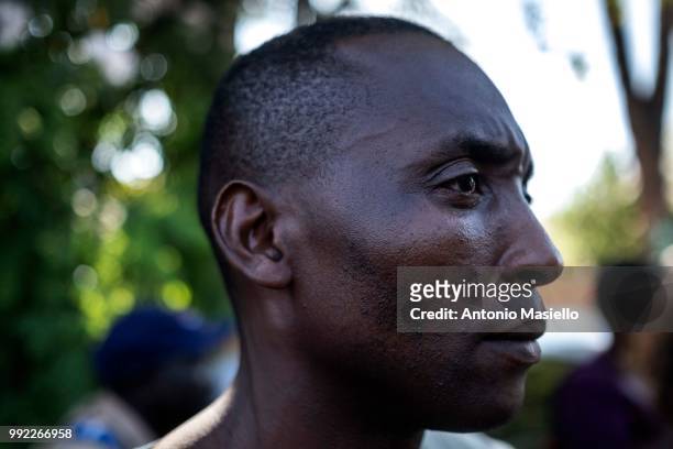 Portrait of Aboubakar Soumahoro after that migrants were evicted by Italian Police from a building on July 5, 2018 in Rome, Italy. About 120 African...