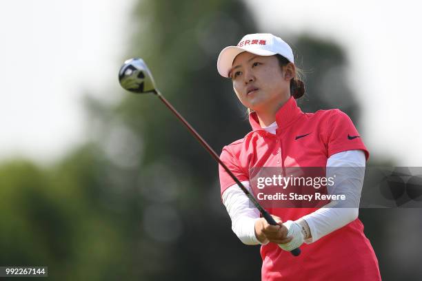 Simin Feng of China hits her tee shot on the 16th hole during the first round of the Thornberry Creek LPGA Classic at Thornberry Creek at Oneida on...