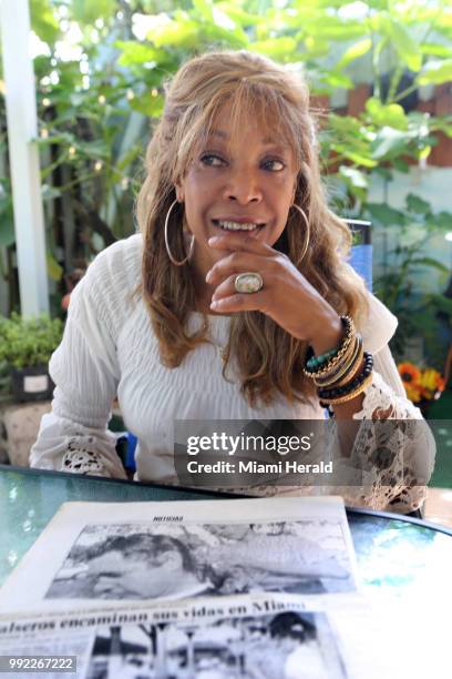 Moraima Alfonso poses for a photo at her home in Miami, Fla. On June 29, 2018. Alfonso spent a year and four months at the Guantanamo Naval Base in...