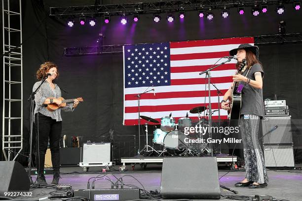 Cathy Guthrie and Amy Nelson of Folk Uke perform in concert at Willie Nelson's 45th 4th Of July Picnic at the Austin360 Amphitheater on July 4, 2018...