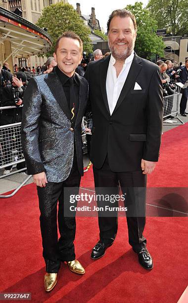 Concert singer Bryn Terfel and Tim Rhys-Evans of Only Men Aloud attend the Classical BRIT Awards held at The Royal Albert Hall on May 13, 2010 in...