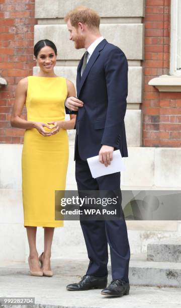 Prince Harry, Duke of Sussex and Meghan, Duchess of Sussex arrive to meet youngsters from across the Commonwealth as they attend the Your...