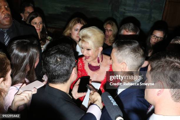 Ivana Trump answers questions from reporters at the book launch party and reception for Ivana Trump and Gianluca Mech's "The Italiano Diet" at The...