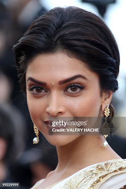 Bolywood actress Deepika Padukone arrives for the screening of the film "Tournee" presented in competiton at the 63rd Cannes Film Festival on May 13,...