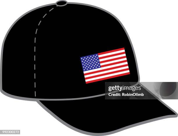 american flag baseball cap - robinolimb stock illustrations