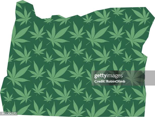 stockillustraties, clipart, cartoons en iconen met oregon marihuana bladeren patroon - robinolimb