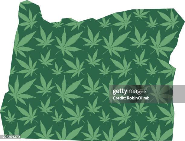 oregon marijuana leaves pattern - robinolimb stock illustrations