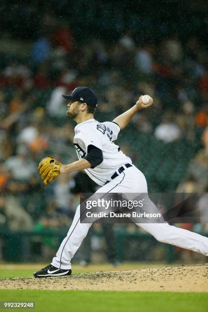 Louis Coleman of the Detroit Tigers pitches against the Oakland Athletics at Comerica Park on June 26, 2018 in Detroit, Michigan.