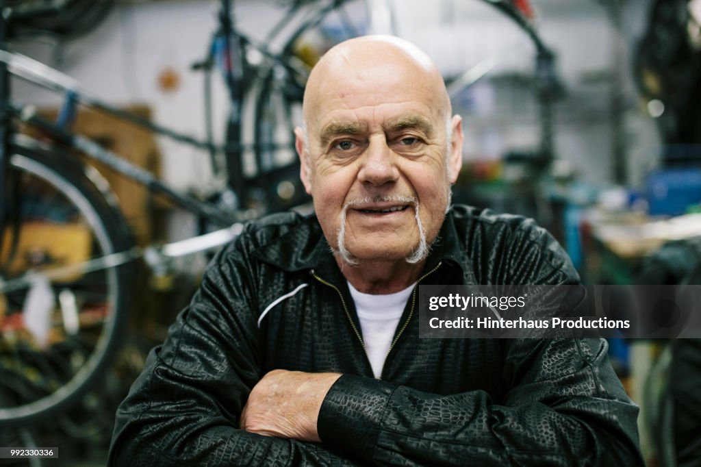 Portrait Of Bicycle Workshop Owner