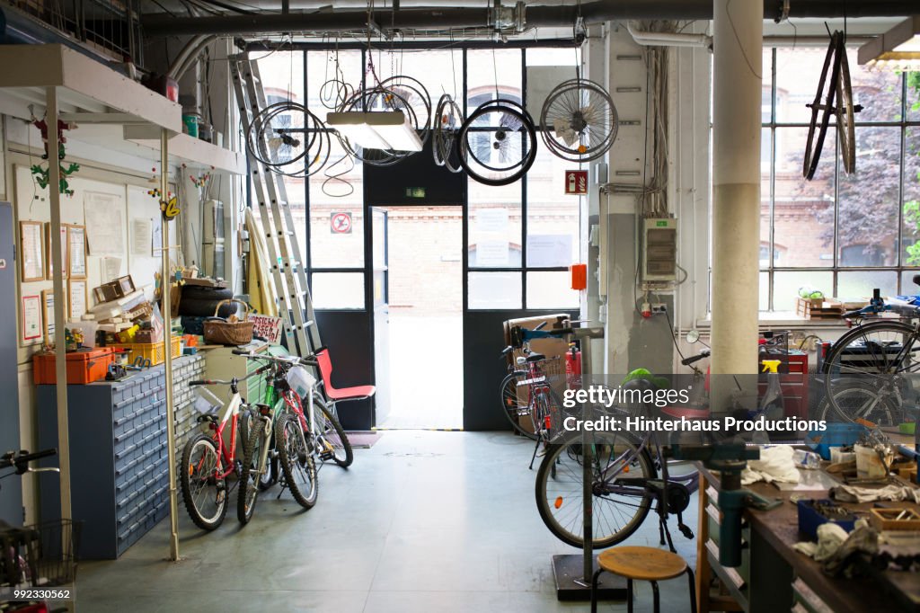 Interior Shot Of Bike Workshop