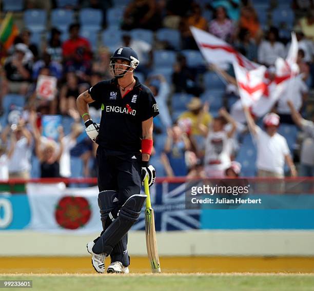 Kevin Pietersen of England during the semi final of the ICC World Twenty20 between England and Sri Lanka at the Beausjour Cricket Ground on May 13,...