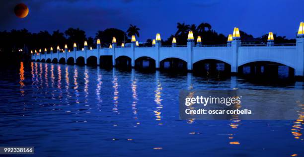 the blue bridge under the moon.oc.img_9997.jpg - blue moon stock pictures, royalty-free photos & images