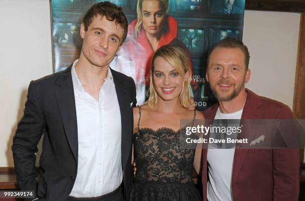 Max Irons, Margot Robbie and Simon Pegg attend a special screening of "Terminal" at Prince Charles Cinema on July 5, 2018 in London, England.