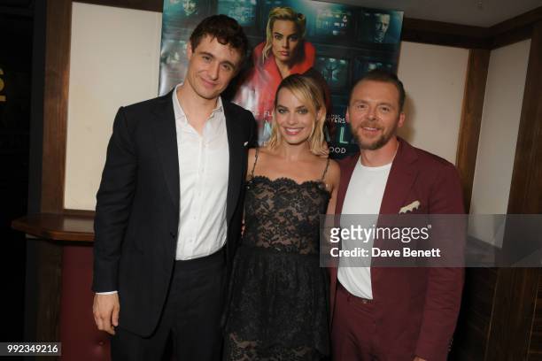 Max Irons, Margot Robbie and Simon Pegg attend a special screening of "Terminal" at Prince Charles Cinema on July 5, 2018 in London, England.
