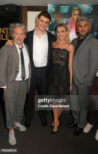 Dexter Fletcher, Max Irons, Margot Robbie and director Vaughn Stein attend a special screening of "Terminal" at Prince Charles Cinema on July 5, 2018...