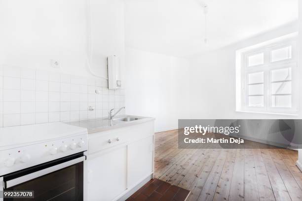 empty room with kitchen hdr - unfurnished stock pictures, royalty-free photos & images