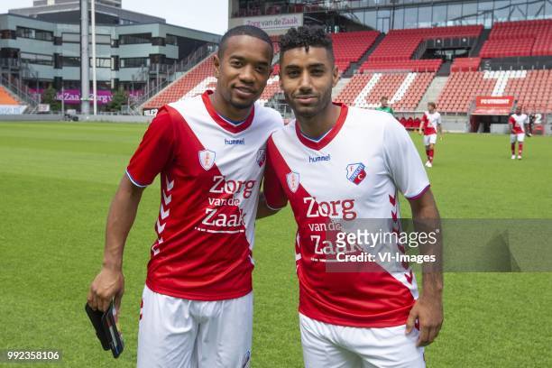 Urby Emanuelson, Anouar Kali during the team presentation of FC Utrecht on July 05, 2018 at the Galgenwaard Stadium in Utrecht, The Netherlands