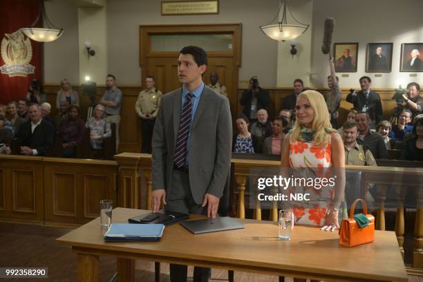 The Suitcase" Episode 201 -- Pictured: Nicholas D'Agosto as Josh Segal, Krsitin Chenoweth as Lavinia Peck-Foster --