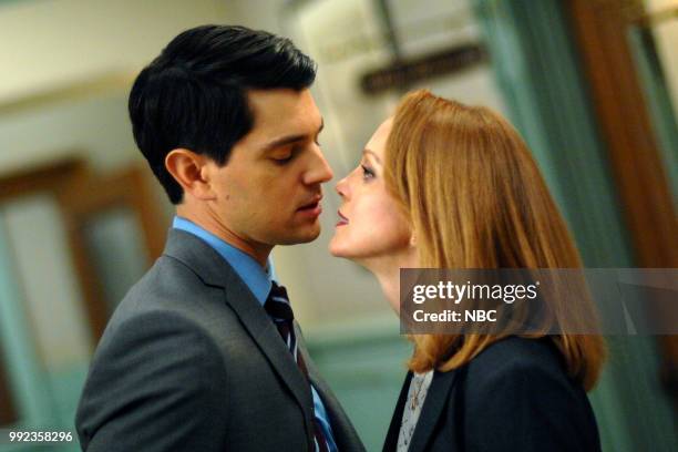 The Suitcase" Episode 201 -- Pictured: Nicholas D'Agosto as Josh Segal, Jayma Mays as Carol Anne Keane --