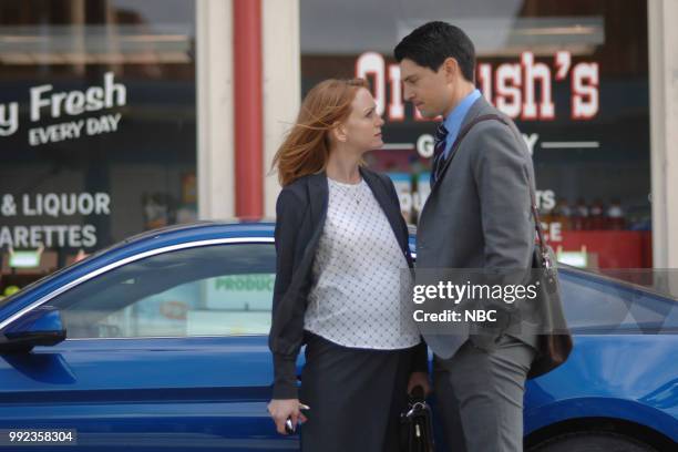 The Suitcase" Episode 201 -- Pictured: Jayma Mays as Carol Anne Keane, Nicholas D'Agosto as Josh Segal --