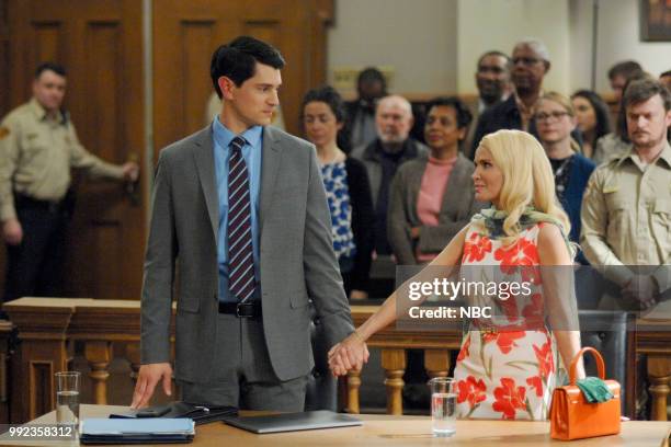 The Suitcase" Episode 201 -- Pictured: Nicholas D'Agosto as Josh Segal, Kristin Chenoweth as Lavinia Peck-Foster, Steven Boyer as Dwayne Reed --