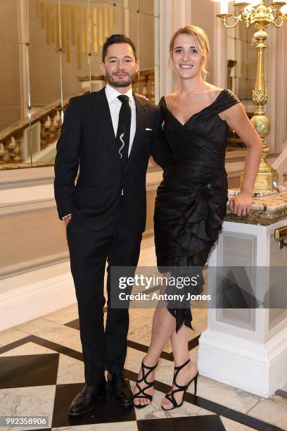 Jake Graf and Hannah Winterbourne attend the Pride In London Gala Dinner 2018 at The Grand Connaught Rooms on July 5, 2018 in London, England.